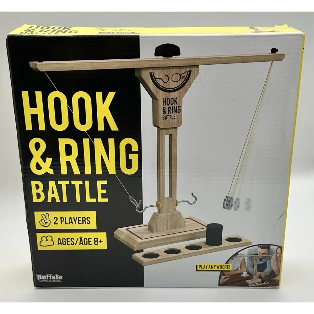Buffalo Games Hook & Ring Battle Tabletop Ring Toss Game 2 Player Party Game